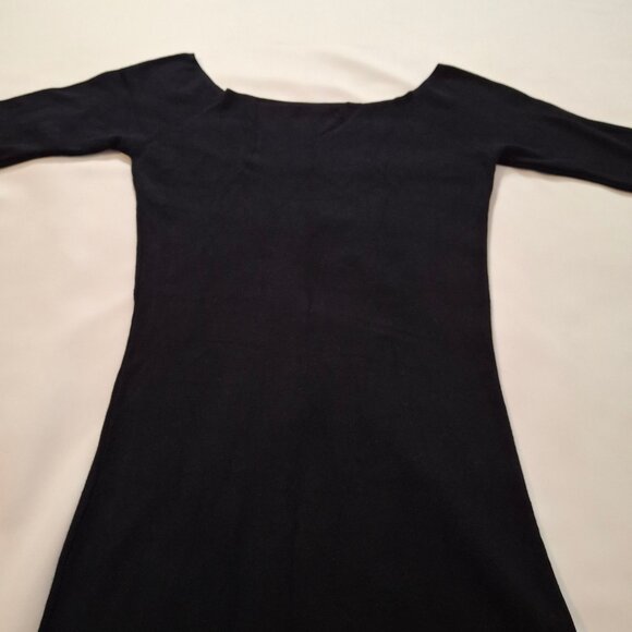 Sleek Zara Knit Size L Boatneck Bodycon 3/4 Sleeve Midi Dress Pull On - Picture 13 of 15